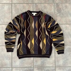 VTG 90s Y2K Pronto-Uomo Coogi-Style Textured Sweater Sz M Crewneck Multi Color